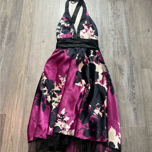 City Triangles Purple and Black Halter Sundress